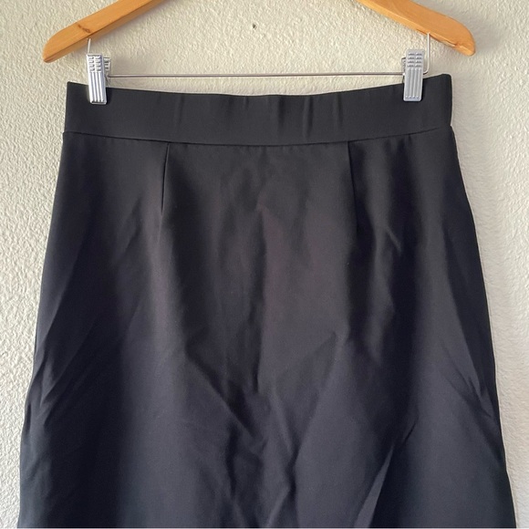 Downeast Pull On Midi Skirt Womens L Black A-Line Side Slit Rayon Career Office - Picture 3 of 9